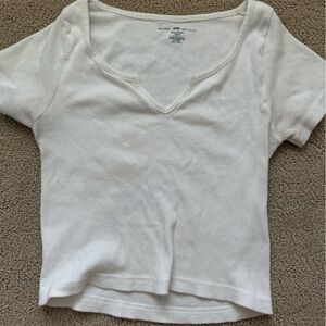 Brandy Melville White Ribbed Tee